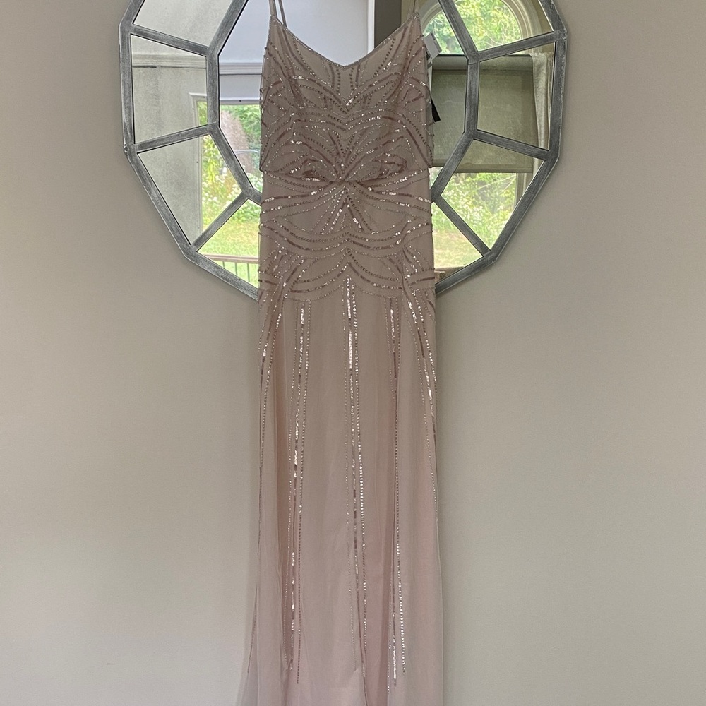 Adrianna Papell Blush Beaded Gown